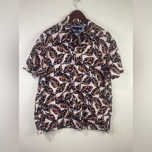 Tommy Hilfiger Leaf Print Shirt - Black and Orange linen blend